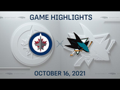 NHL Highlights | Jets vs. Sharks - Oct. 16, 2021