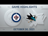 NHL Highlights | Jets vs. Sharks - Oct. 30, 2021