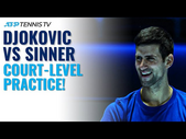 Jannik Sinner vs Novak Djokovic Practice at Court-Level | Nitto ATP Finals 2021