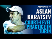 Aslan Karatsev Arrives In Turin! Court-Level Practice vs Sinner & Gaio | Nitto ATP Finals 2021