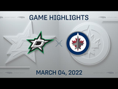 NHL Highlights | Stars vs. Jets - Mar. 4, 2022