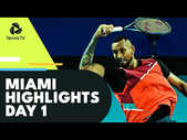 Kyrgios vs Mannarino; Kokkinakis, Goffin Play | Miami 2022 Day 1 Highlights