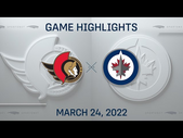 NHL Highlights | Senators vs. Jets - Mar. 24, 2022
