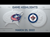 NHL Highlights | Blue Jackets vs. Jets - Mar 25, 2022