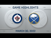 NHL Highlights | Jets vs. Sabres - Mar. 30, 2022