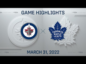 NHL Highlights |  Jets vs. Maple Leafs - Mar 31, 2022