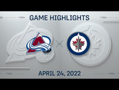 NHL Highlights | Avalanche vs. Jets - Apr. 24, 2022