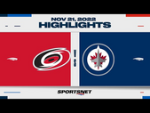 NHL Highlights | Hurricanes vs. Jets - November 21, 2022