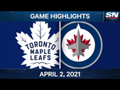 NHL Game Highlights | Maple Leafs vs. Jets - Apr. 02, 2021