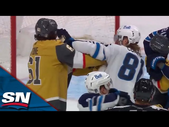 Scrum Ensues Between Jets and Golden Knights After Big Hit on Scheifele