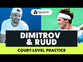 Grigor Dimitrov & Casper Ruud Entertaining Practice From Court Level! | Rolex Shanghai Masters 2023