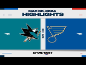 NHL Highlights | Sharks vs. Blues - March 30, 2024