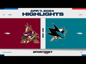 NHL Highlights | Coyotes vs. Sharks - April 7, 2024